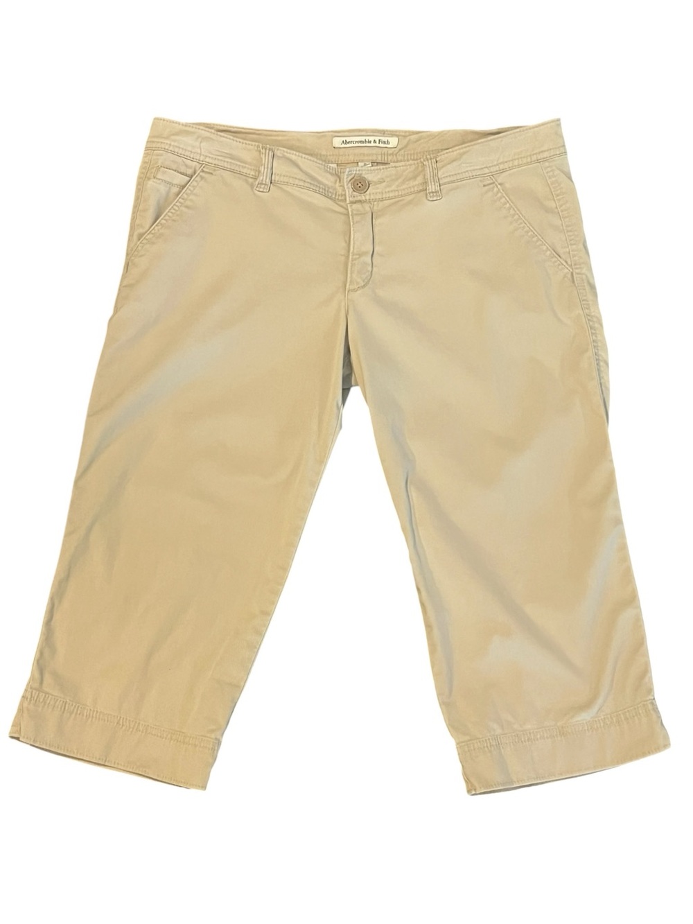 Y2K Abercrombie & Fitch Ivory Low Rise Capri Cropped Utility Cotton Pants Size 8